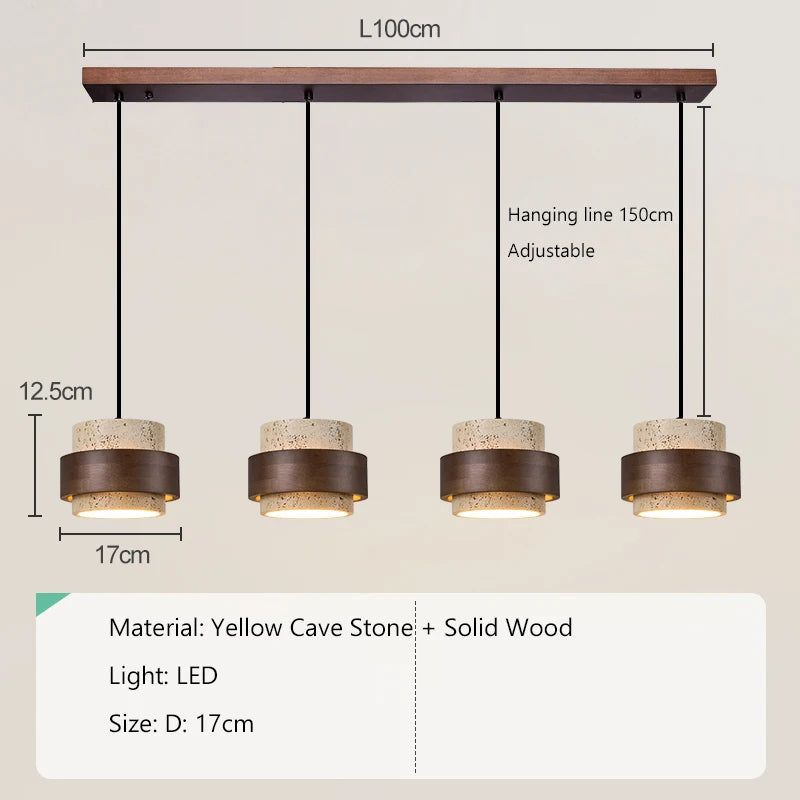 Nordic Minimalist Wabi Sabi Yellow Travertine Chandelier B&B Restaurant Bar Pendant Lights Home Dining Room Bedside Wall Light