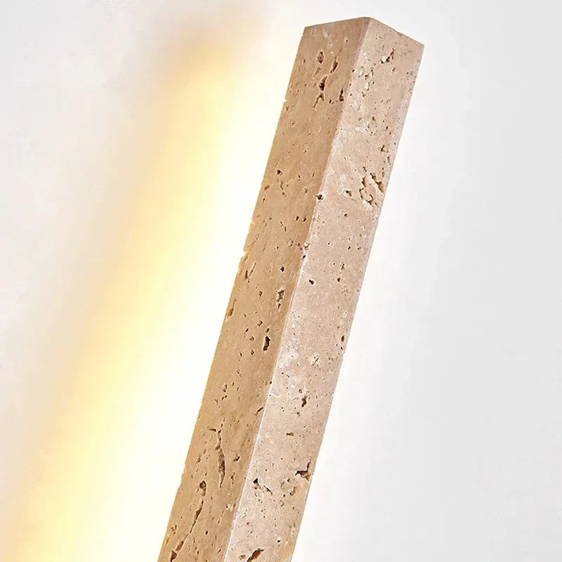 Long Strip Travertine LED Wall Sconce Wabi‑Sabi Natural Stone Wall Lamp Bedroom Living Room Corridor Decor Wall Light