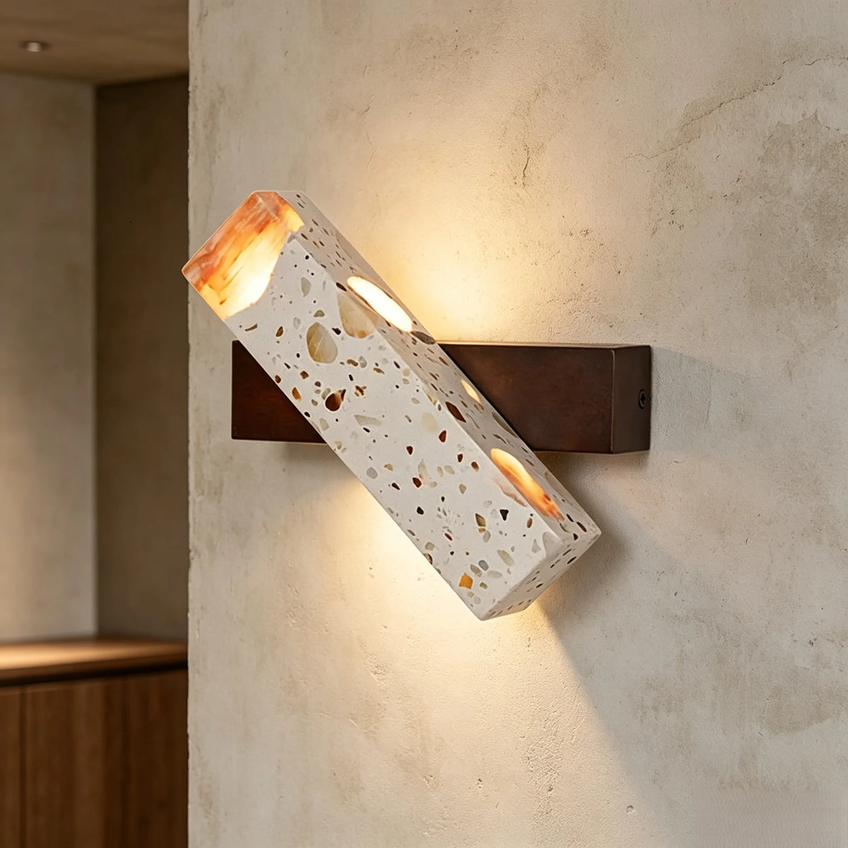 Modern  LED Transparent Stone Wall Lamp Rotatable Japanese Retro Style Bedroom Background Light for Homestay Creative Ang