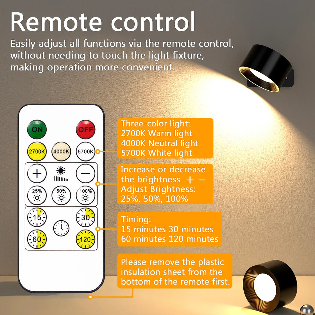 Rechargeable Magnetic Wall Light with Remote