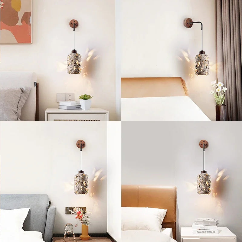 Modern Travertine Wall Lamp Natural Stone Pendant Lights Bedside LED Wall Sconces Indoor Decor Lighting Bedroom Living Room E27