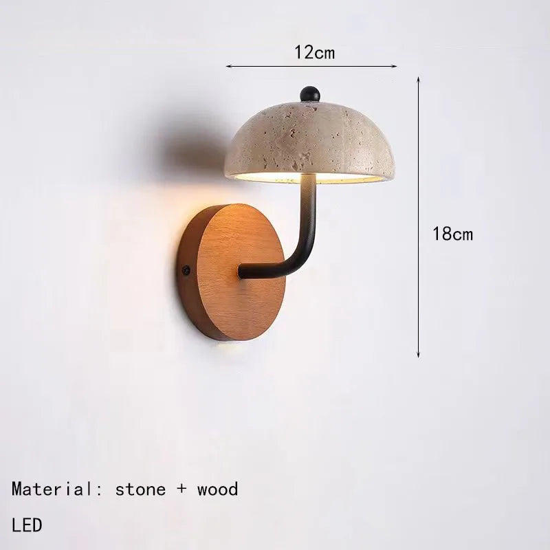 European Novelty Stone Wooden Home Decor Sconce LED Room Wall Light For Bedroom Villa Living Room Lighting Fixtures