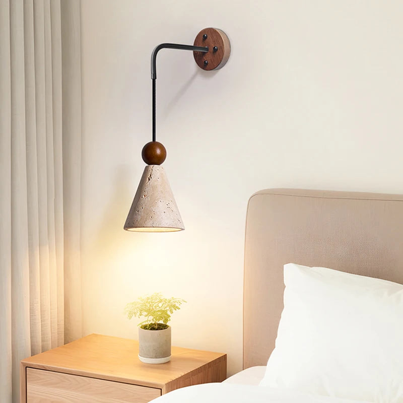 Bedroom bedside wall light vintage yellow cave stone wabi sabi style staircase foyer hallway staircase creative lighting fixture