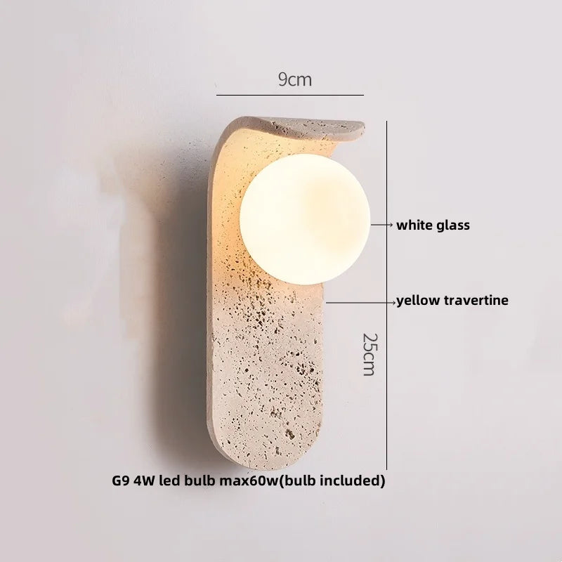 IWHD White Glass LED Wall Lamp Sconce Bedside Foyer Aisle Nordic Modern Yellow Cave Stone Creative Stair Light Fixture Lamparas