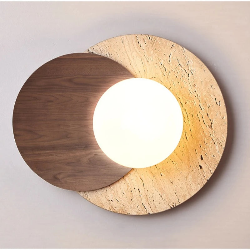 Nordic Yellow Cave Stone LED Wall Lamp Japanese Creative Bedroom Headboard Light Background Wall Corridor Balcony Lighting