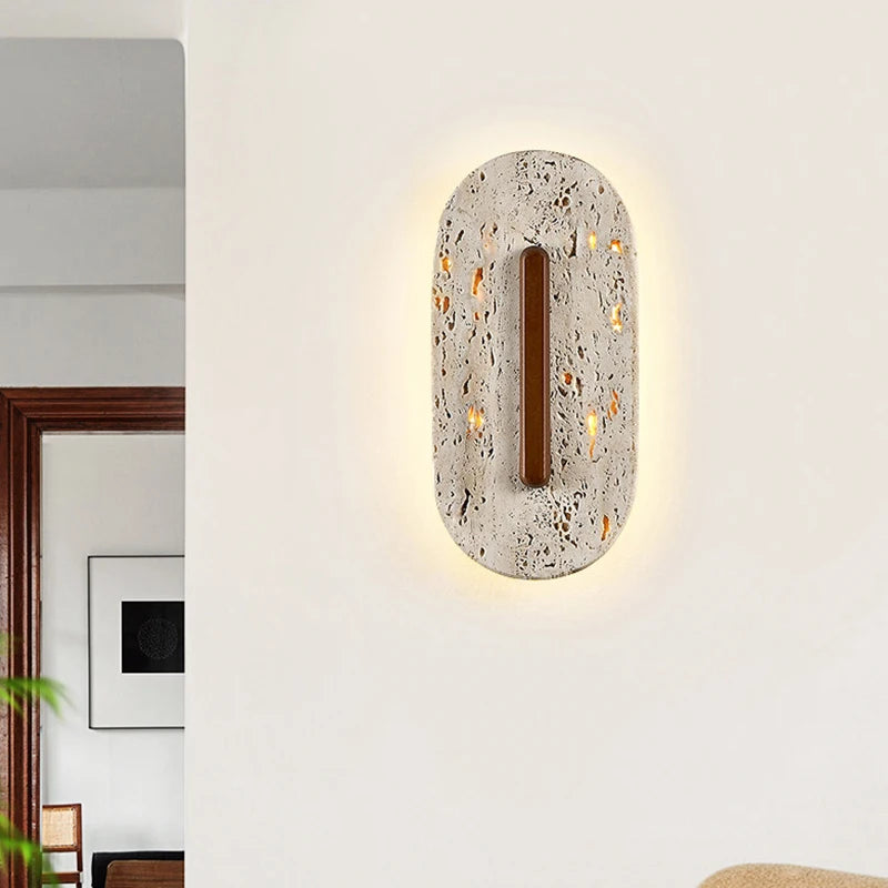 Medieval Bedroom Headboard  Natural Cave Stone Song Aesthetics Wabi Sabi Staircase Hallway Foyer Livingroom Background Wall Lamp
