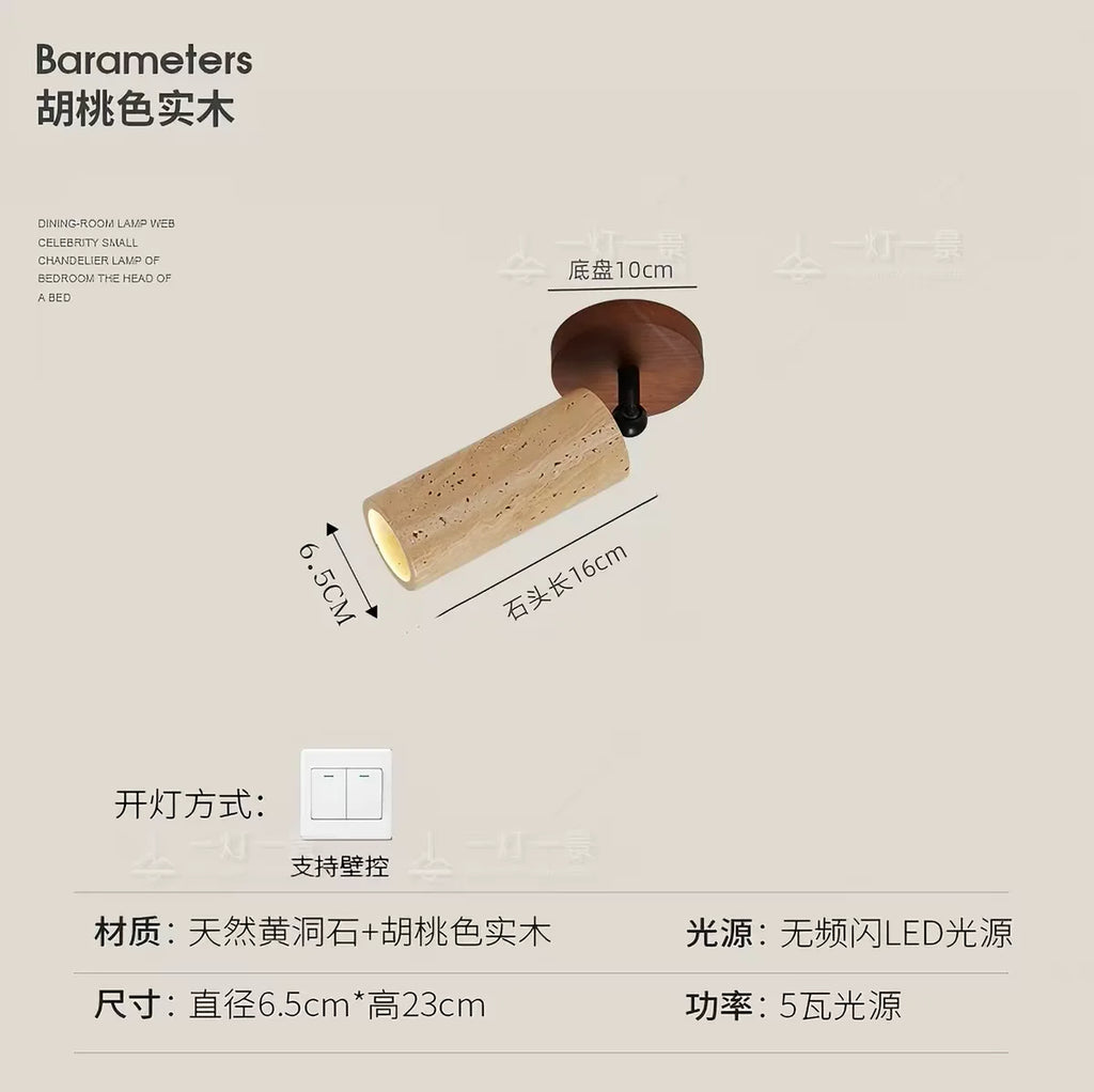 Retro Wall Light Wabi-sabi Wind LED with Spotlights Wall Lamp for Bedroom Aisle Corridor Stairs Natural Stone Home Decoration