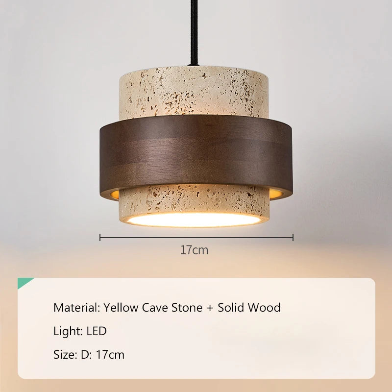 Nordic Minimalist Wabi Sabi Yellow Travertine Chandelier B&B Restaurant Bar Pendant Lights Home Dining Room Bedside Wall Light