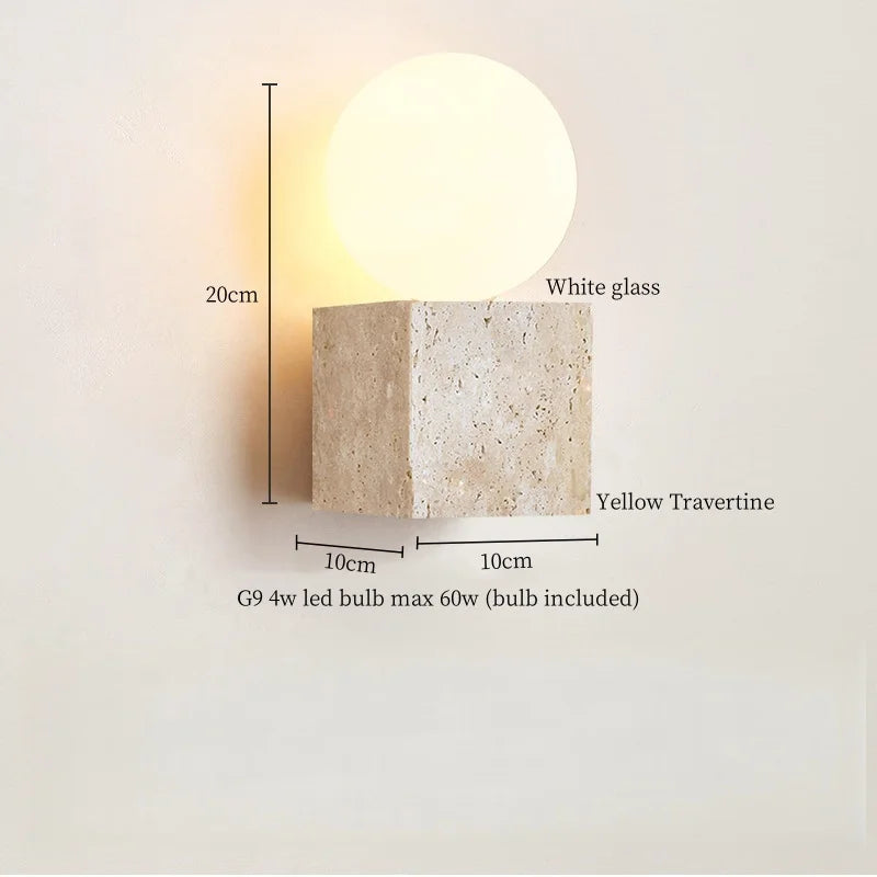 Yuki™ — Wabi-Sabi Travertine Wall Sconce