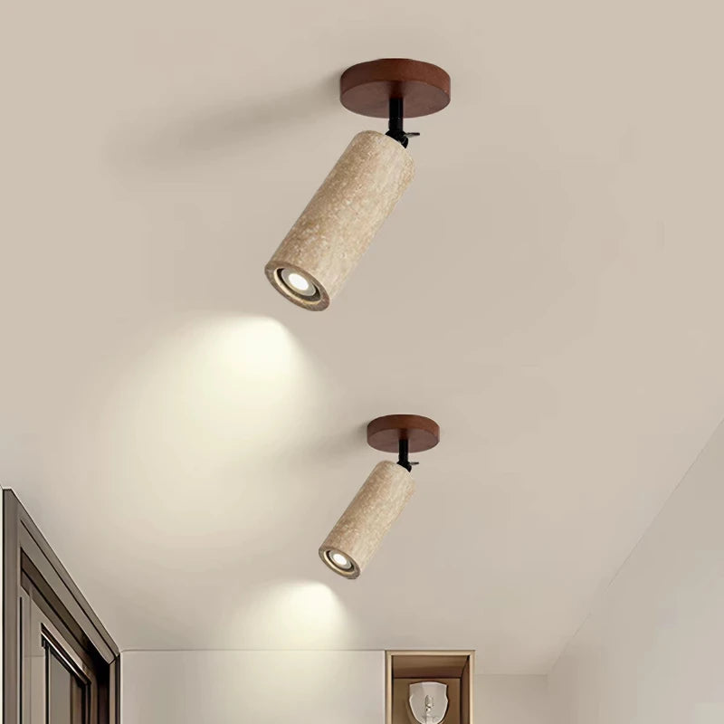 Retro Wall Light Wabi-sabi Wind LED with Spotlights Wall Lamp for Bedroom Aisle Corridor Stairs Natural Stone Home Decoration