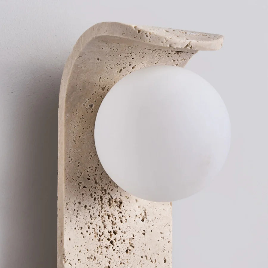 IWHD White Glass LED Wall Lamp Sconce Bedside Foyer Aisle Nordic Modern Yellow Cave Stone Creative Stair Light Fixture Lamparas
