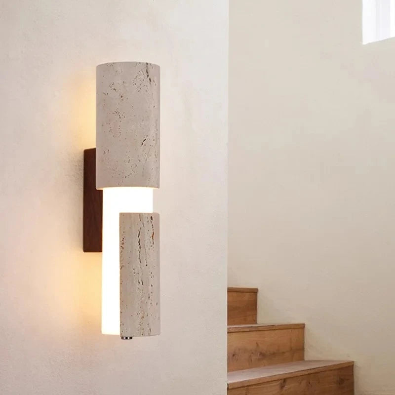 Modern Stone Travertine Led Wall Lamp Wabi Sabi Ancient Style Bedroom Living Room Background Wall Entrance Staircase Led Light