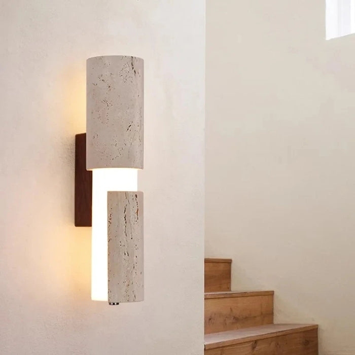 Modern Stone Travertine Led Wall Lamp Wabi Sabi Ancient Style Bedroom Living Room Background Wall Entrance Staircase Led Light