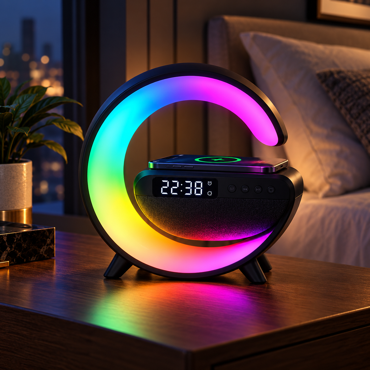 G-Shape Smart LED Lamp 4-in-1 in a premium bedroom setting
