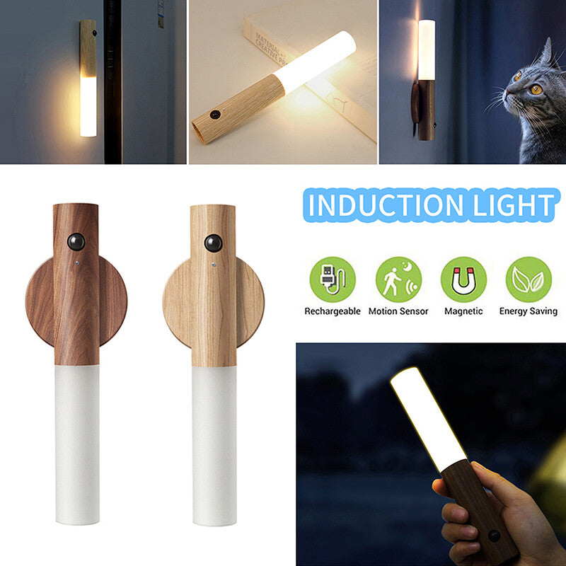 Rechargeable magnetic motion sensor wall light