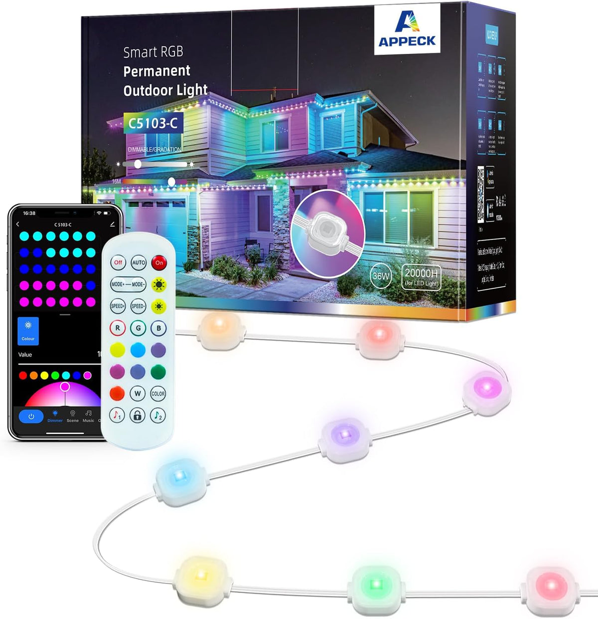 Permanent RGBIC Outdoor House Lights