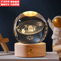 3D solar system crystal ball night light
