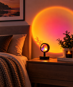 SunsetHalo 16-Color Projection Lamp in a cozy bedroom